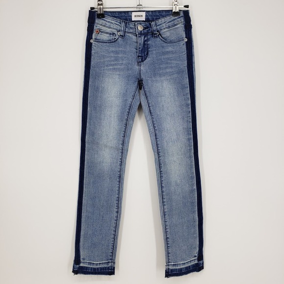 Hudson Kids Tilly Skinny Jeans 12 Girls Ankle Raw Frayed Hem Light Wash Blue NEW - Picture 1 of 9